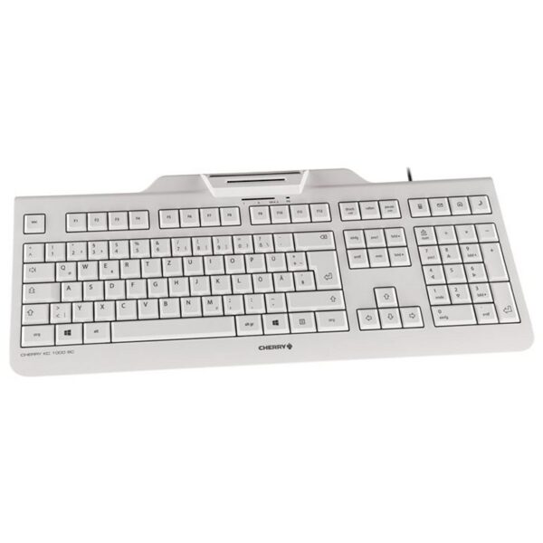 cherry teclado+lector chip integrado (dnie) blanco